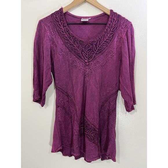 Boho Renaissance Inspired Peasant Tunic Top XL Cottagecore Folk Festival Artsy - Picture 1 of 15